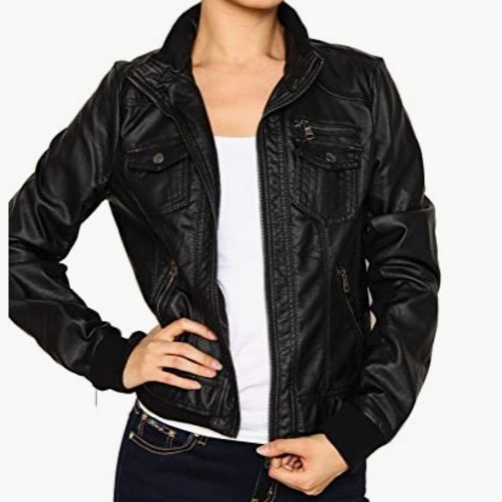 Black leather jacket